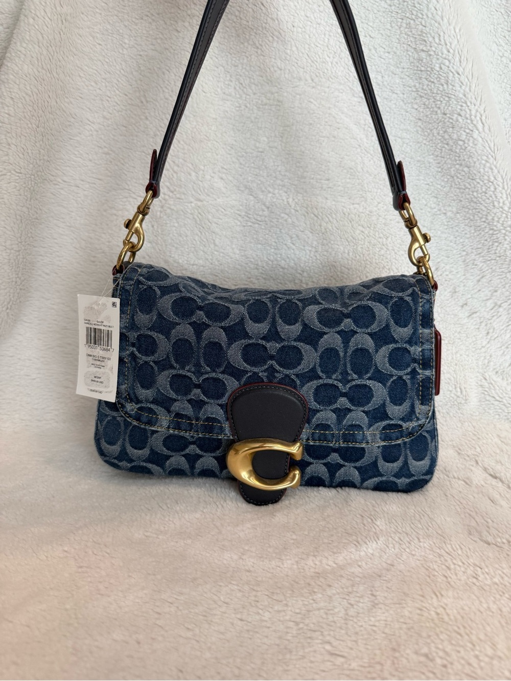 Coach Blue Denim Soft Tabby Signature Shoulder Bag with Gold Hardware